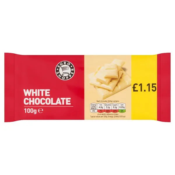 Euro Shopper White Chocolate 100g (Case of 28) Honesty Sales U.K