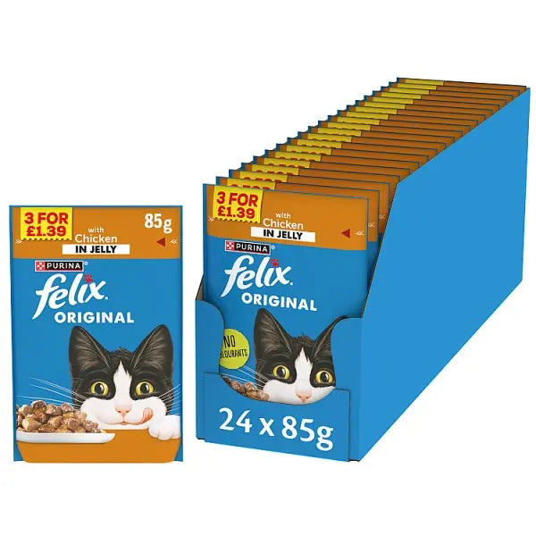 FELIX Original Chicken in Jelly Wet Cat Food 85g (Case of 26) Honesty Sales U.K