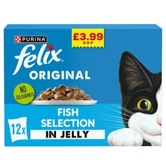 FELIX Original Fish Selection in Jelly Wet Cat Food 12x85g (Case of 4) Honesty Sales U.K
