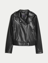 Faux Leather Biker Jacket - Honesty Sales
