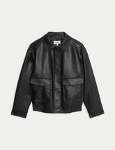 Faux Leather Relaxed Fit Jacket - Honesty Sales