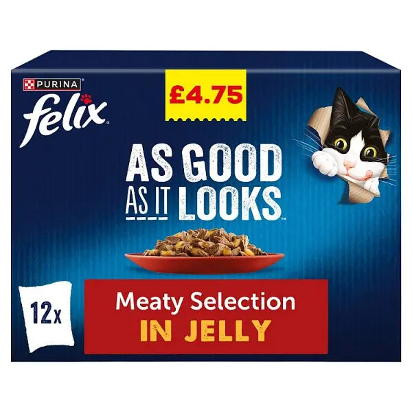Felix As Good As It Looks Meaty Selection in Jelly 12 x 85g (1.02kg) (Case of 4) Honesty Sales U.K