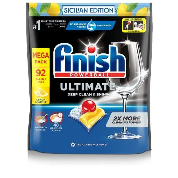 Finish Ultimate Deep Clean & Shine Dishwasher Tablets Sicilian Edition Lemon - 92 Tabs - Honesty Sales U.K