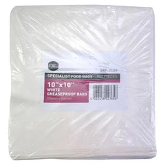 FyNite 10" x 10" White Greaseproof Bags 900 Pieces 254mm x 254mm - Honesty Sales