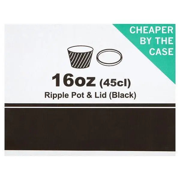 FyNite Ripple Pot & Lid Black 16oz (45cl) 10 x 40 (400 Per Case) - Honesty Sales