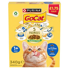 GO-CAT Herring and Tuna Dry Cat Food 340g (Case of 6) Honesty Sales U.K