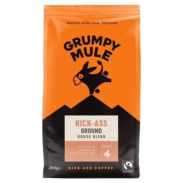 Grumpy Mule Kick Ass House Blend Ground Coffee 200g (Case of 6)  Honesty Sales U.K