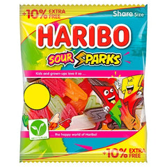 HARIBO Sour Sparks Fruit & Cola Gums Sweets Sharing Bag 154g (Case of 12) Haribo