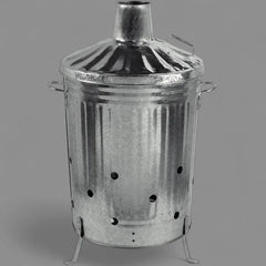 Heavy Duty Galvanised Metal Fire Burning Incinerator Bins With Lids & Handles - Honesty Sales
