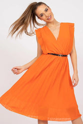 Italy Moda Pleated summer dress for many occasions, with short ruffle sleeves. - Honesty Sales