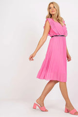 Italy Moda Pleated summer dress for many occasions, with short ruffle sleeves. - Honesty Sales