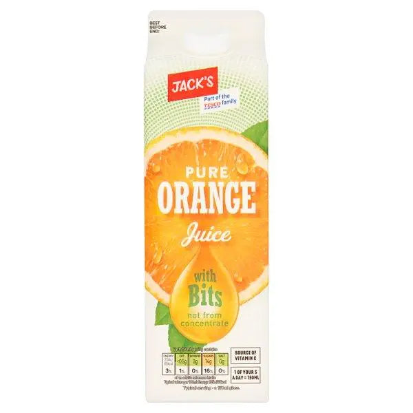 Jack's Pure Orange Juice with Bits not from Concentrate 1 Litre (Case of 6) - Honesty Sales
