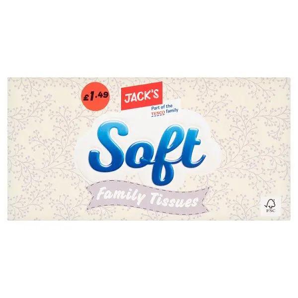 Jack's Soft Family Tissues 90 Sheets (Case of 12) - Honesty Sales U.K