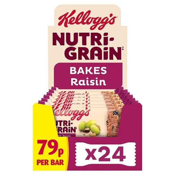 Kellogg's Nutri-grain Bakes Raisin Snack Bar 24 x 45g (Case of 24) Kellogg's