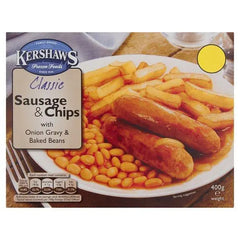 Kershaws Classic Sausage & Chips with Onion Gravy & Baked Beans 400g - Honesty Sales