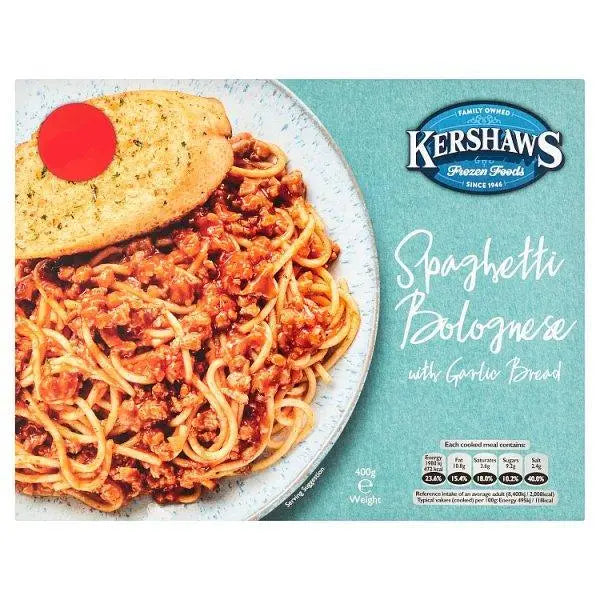 Kershaws Spaghetti Bolognese with Garlic Bread 400g - Honesty Sales