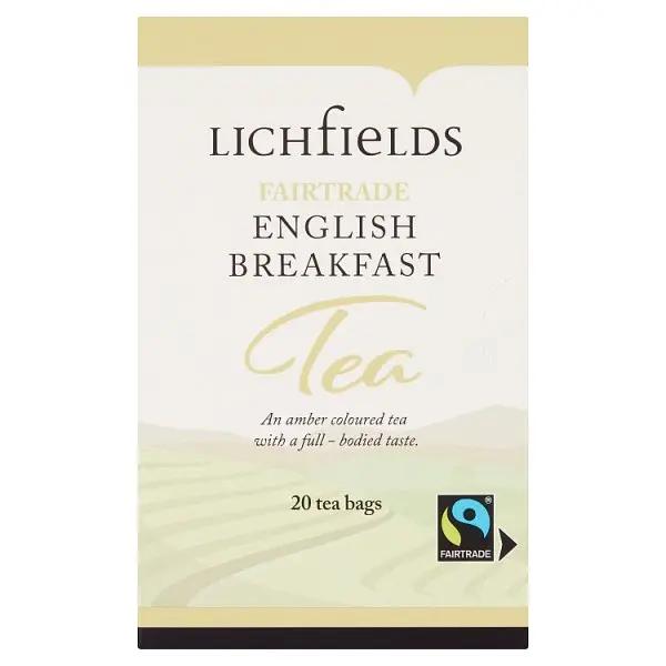 Lichfields Fairtrade English Breakfast 20 Tea Bags 40g - Honesty Sales