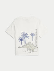M&S Pure Cotton Dinosaur Scene T-Shirt (2-8 Yrs) - Honesty Sales