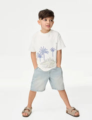 M&S Pure Cotton Dinosaur Scene T-Shirt (2-8 Yrs) - Honesty Sales