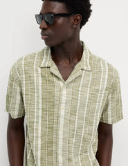 M&S Regular Fit Easy Iron Cotton Blend Striped Shirt - Honesty Sales