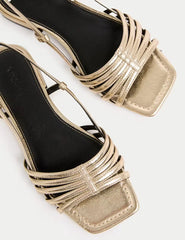 Marks and Spencer Metallic Strappy Flat Square Toe Sandals - Honesty Sales