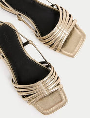 Marks and Spencer Metallic Strappy Flat Square Toe Sandals - Honesty Sales