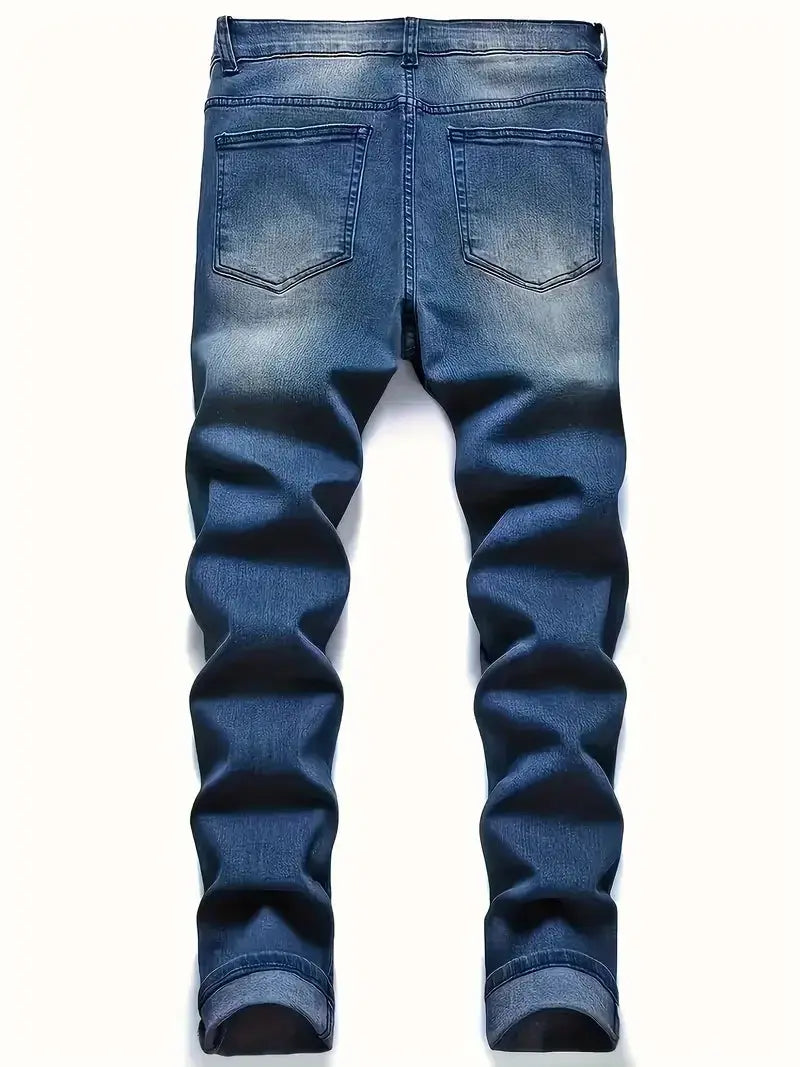 Men’s Distressed Stretch Jeans – Ripped Street Style Denim Honesty Sales U.K
