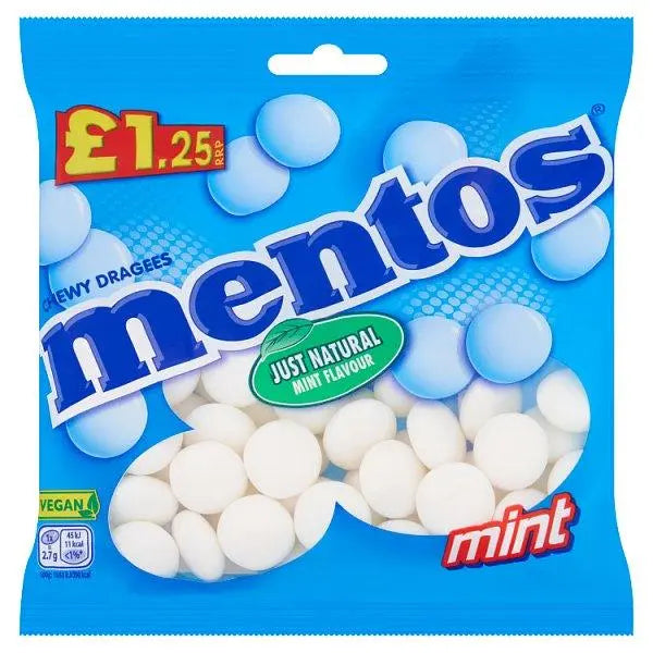 Mentos Chewy Dragees Mint Flavour 135g (Case of 12) - Honesty Sales U.K