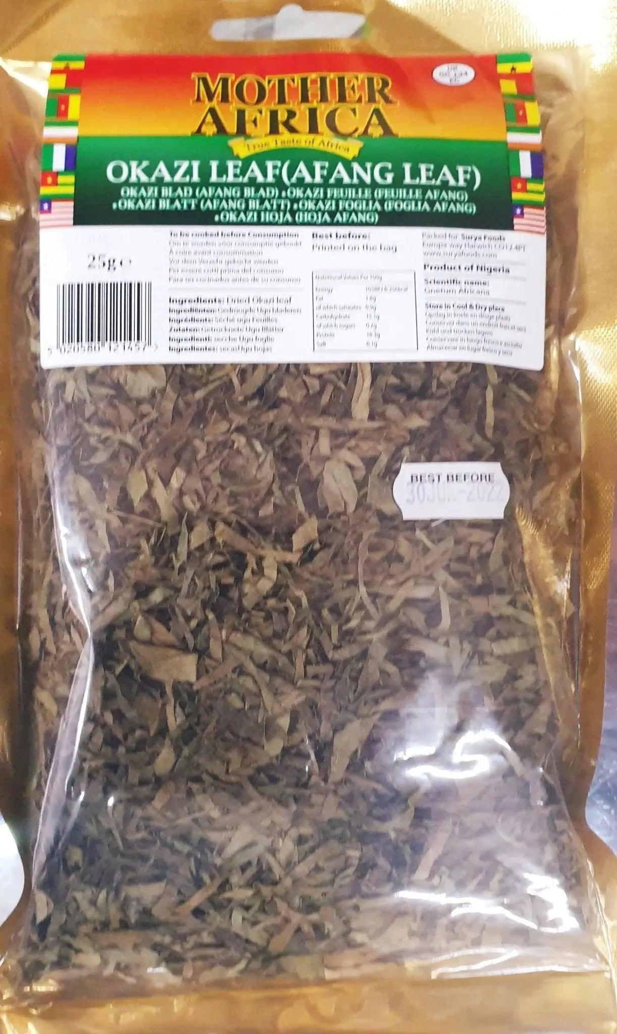 Mother Africa Okazi leaves (Afang Leaf) 25g - Honesty Sales