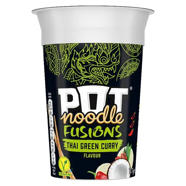 Pot Noodle Fusions Instant Snack Thai Green Curry 117 g (Case of 8)  Honesty Sales U.K