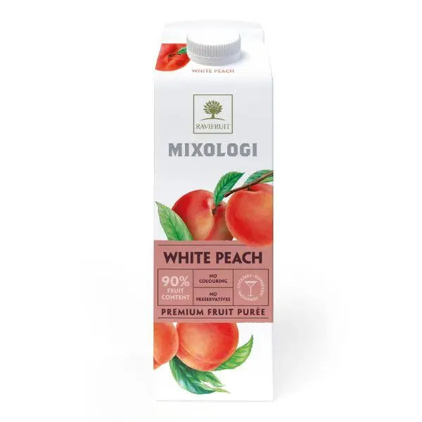 Ravifruit Mixologi White Peach Puree 1ltr  Honesty Sales U.K