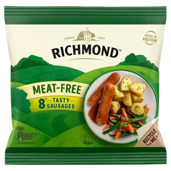 Richmond Vegan & Vegetarian Meat Free 8 Tasty Sausages 304g - Honesty Sales