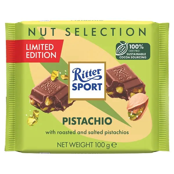Ritter Sport Nut Selection Limited Edition Pistachio 100g (Case of 12) Honesty Sales U.K