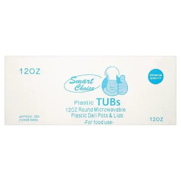 Smart Choice Plastic Tubs 12oz Round Microwavable Plastic Deli Pots & Lids 250 Sets - Honesty Sales