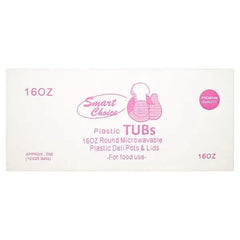 Smart Choice Plastic Tubs 16oz Round Microwavable Plastic Deli Pots & Lids 250 Sets - Honesty Sales