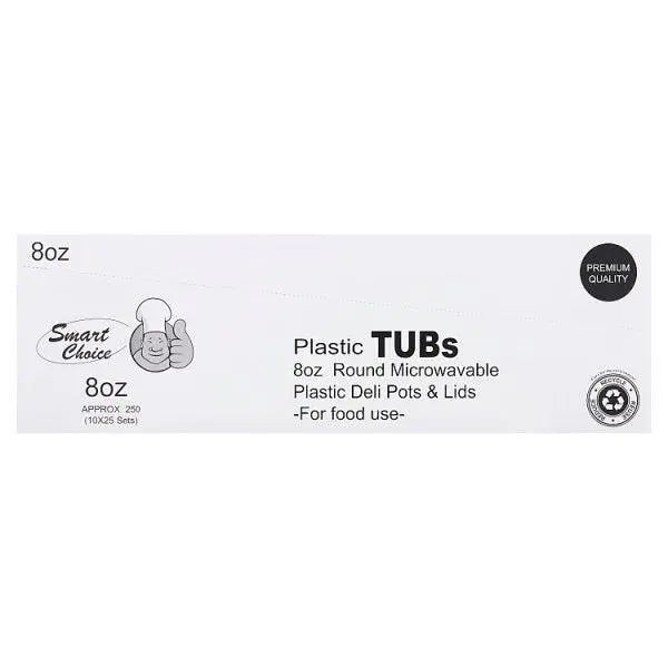 Smart Choice Plastic Tubs 8oz - Sets of 25 - Honesty Sales