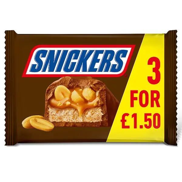 Snickers Caramel, Nougat, Peanuts & Milk Chocolate Bars Multipack (Case of 22) Snickers