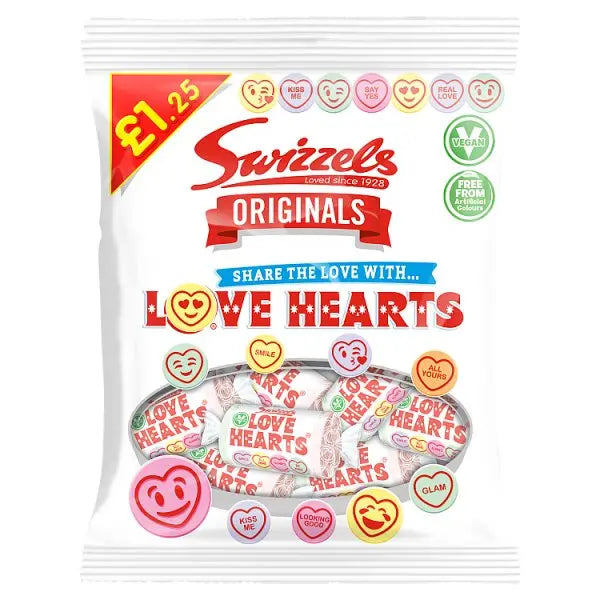Swizzels Originals Love Hearts 125g (Case of 12) Swizzels