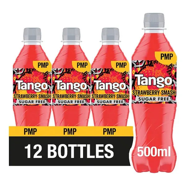 Tango Strawberry Smash Sugar Free PMP Bottle 500ml (Case of 12) Honesty Sales U.K