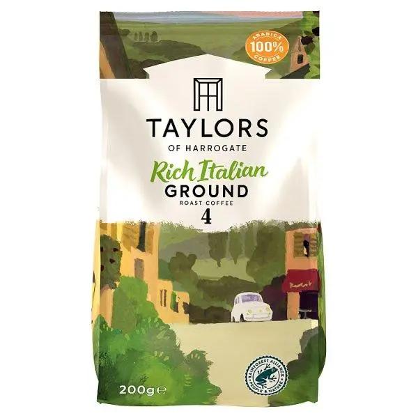 Taylors of Harrogate Rich Italian Ground Roast Coffee 200g (Case of 6) - Honesty Sales U.K