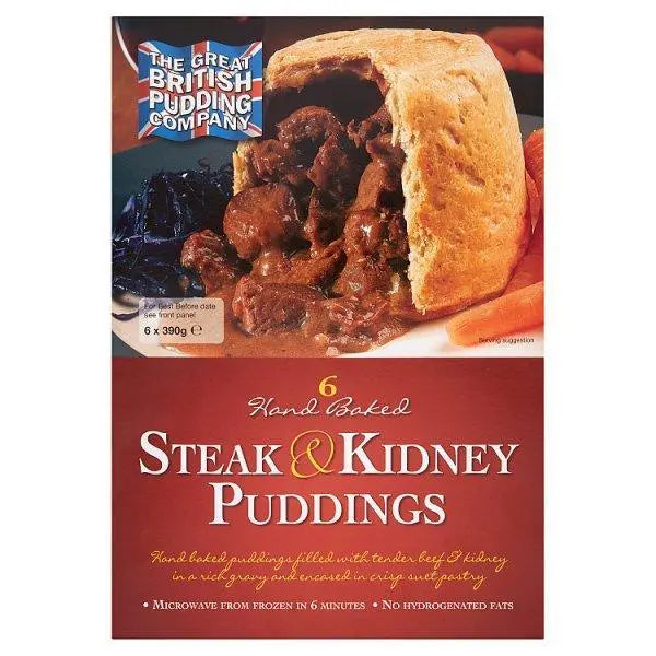 The Great British Pudding Company Hand Baked Steak & Kidney Puddings 6 x 390g - Honesty Sales