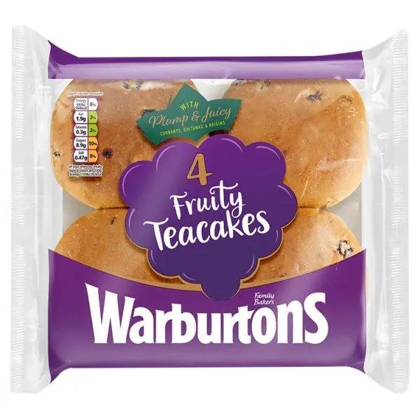 Warburtons 4 Fruity Teacakes - Honesty Sales U.K