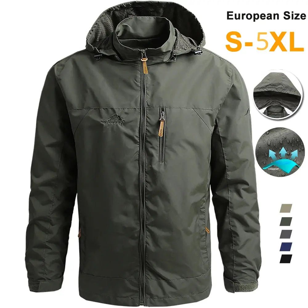 Waterproof Tactical Men's Windbreaker Jacket with Hood - Ideal for Outdoor Sports, Military Field, and Climbing - European Sizes S-5XL - Thin and Lightweight Outwear Dropshipman