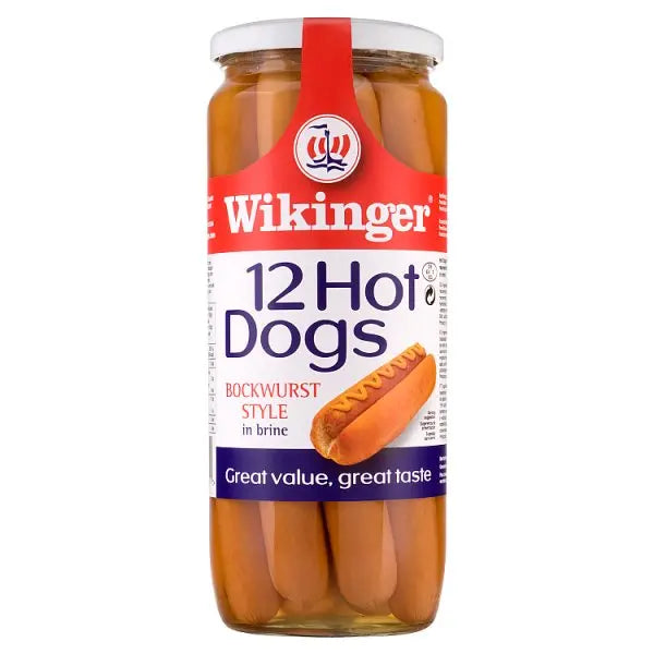 Wikinger 12 Hot Dogs Bockwurst Style in Brine 1030g Wikinger