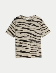 Womens Cotton Modal Blend Printed T-Shirt Honesty Sales