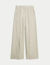 Womens Linen Blend Wide Leg Trousers Honesty Sales