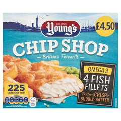 Youngs Chip Shop 4 Fish Fillets 400g - Case of 8 - Honesty Sales