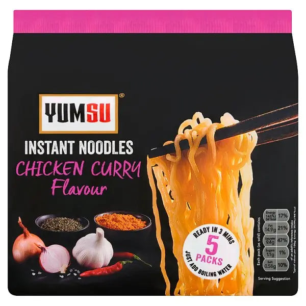 Yumsu Instant Noodles Chicken Curry Flavour 5 x 70g (Case of 12)  Honesty Sales U.K