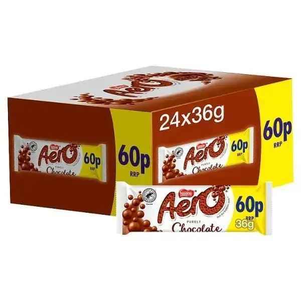 Aero Bubbly Milk Chocolate Bar 36g PMP 60p (Case of 24) - Honesty Sales