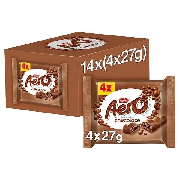 Aero Bubbly Milk Chocolate Bar 4 Pack Multipack 108g (Case of 14) - Honesty Sales